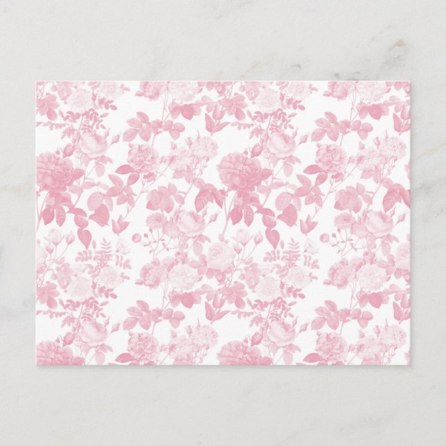 Carte Postale Rose blanc rose Chinoiserie Motif (Devant)