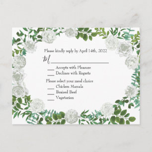 Carte Postale Rose blanche Mariage Floral Classic