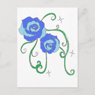 Carte Postale Rose bleu