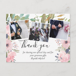 Carte Postale Rose Blush Floral Sage Mariage