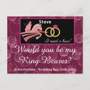 Carte Postale Rose Champagne & Chevalier médiéval pour Porteur d