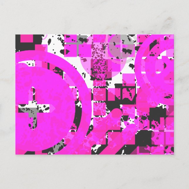 Carte Postale rose chaud délavé chex : (Devant)