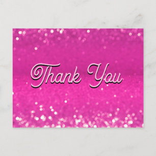 Carte Postale Rose Chaud Pailleté Bokeh Merci