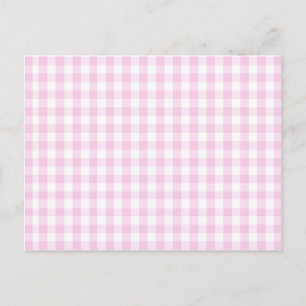 Carte Postale rose clair et blanc en vichy motif preppy girly