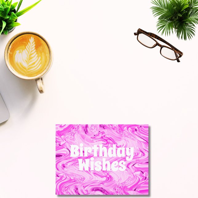 Carte Postale Rose Clair Moderne Joyeux Anniversaire (Créateur téléchargé)