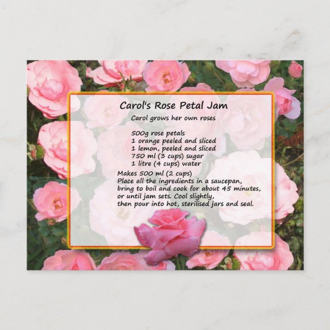 Carte postale Rose de Carol Petal Jam Recette (Devant)