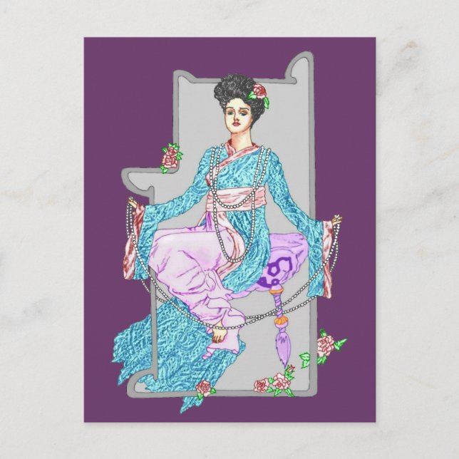 Carte Postale Rose de Chine & Perles (Devant)