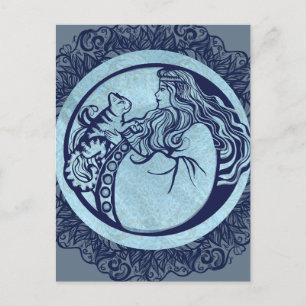 Carte Postale Rose de la déesse de chat