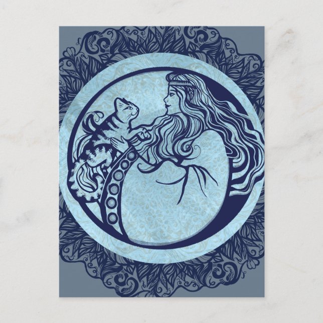 Carte Postale Rose de la déesse de chat (Devant)