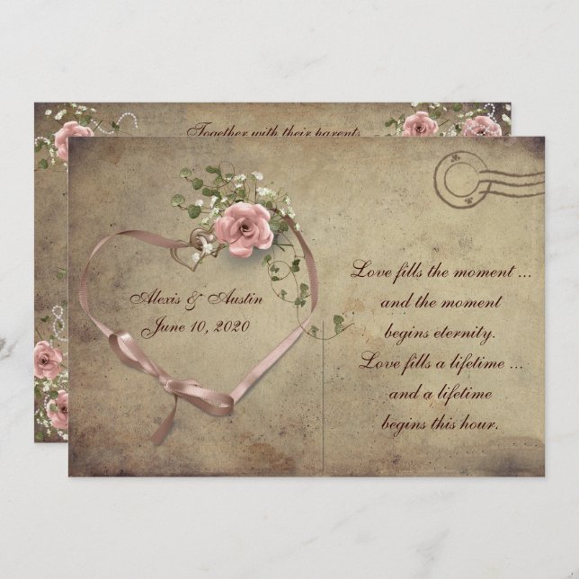 Carte postale Rose de mariage vintage (Devant / Derrière)