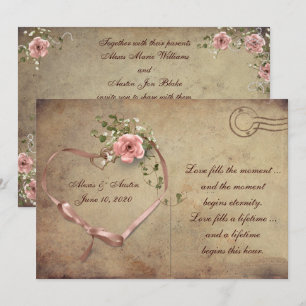Carte postale Rose de mariage vintage