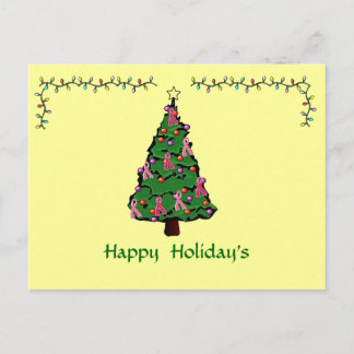 Carte postale rose de Noël de ruban