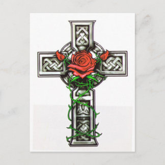 Carte Postale Rose de tatouage croisé