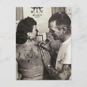 Carte Postale Rose de tatouages Al Shieferly