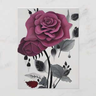 Carte Postale Rose d'encre minimaliste Abstrait