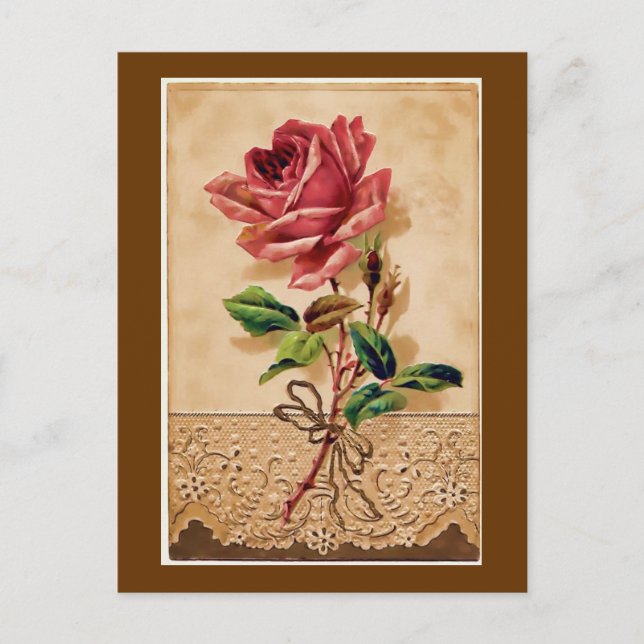 Carte Postale Rose dentelle (Devant)