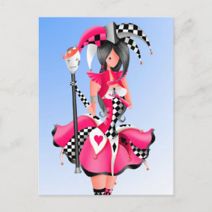 Carte postale rose du roi des marionnettes et bouf