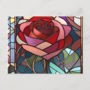 Carte Postale Rose en verre tendu