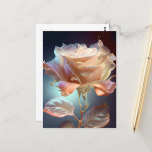 Carte Postale Rose en verre translucide - Pêche