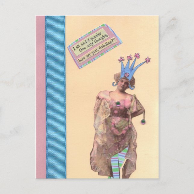 Carte postale rose et bleu (Devant)