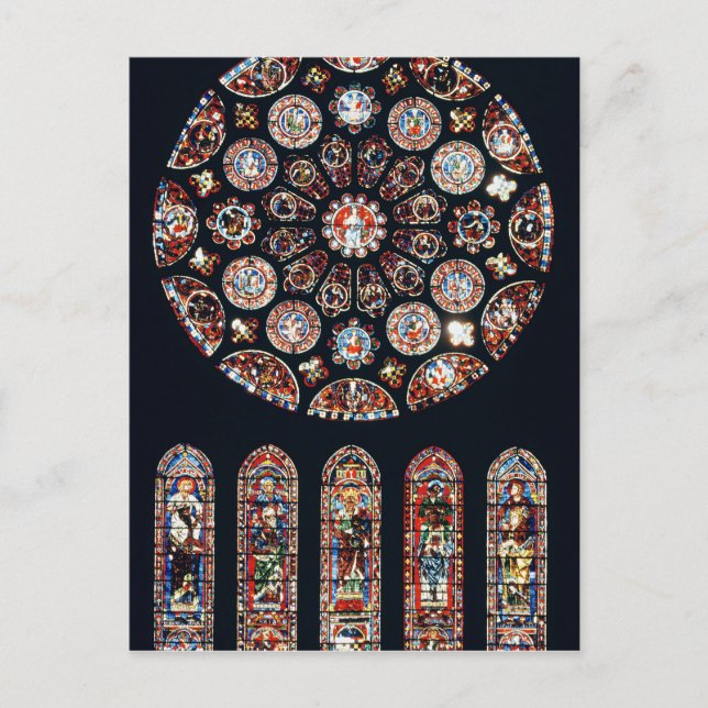 Carte Postale Rose et lancet fenêtres de la paroi sud (Devant)