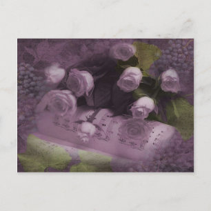 Carte postale Rose et musique