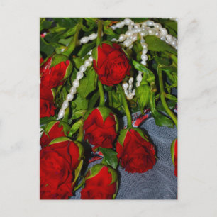 Carte Postale Rose et perles