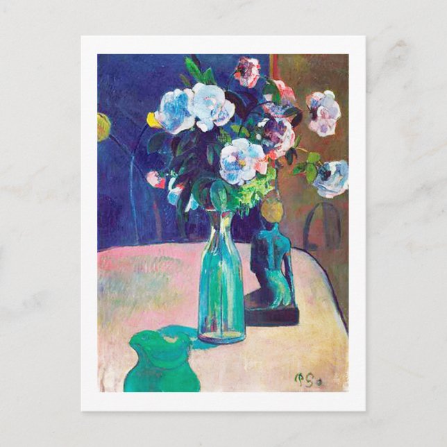 Carte Postale Rose et Statuette, Gauguin (Devant)