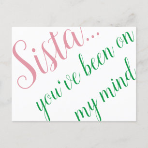 Carte postale rose et verte