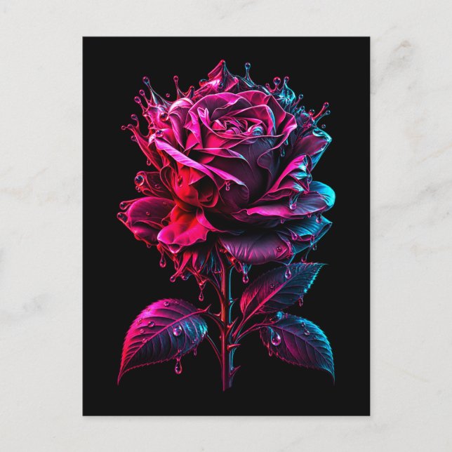 Carte Postale rose fantaisie (Devant)