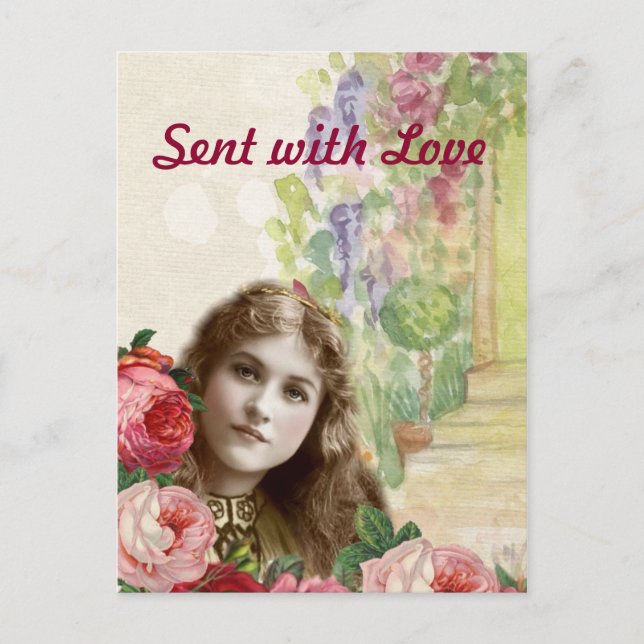 Carte postale Rose femme florale Victorian Cabbage (Devant)