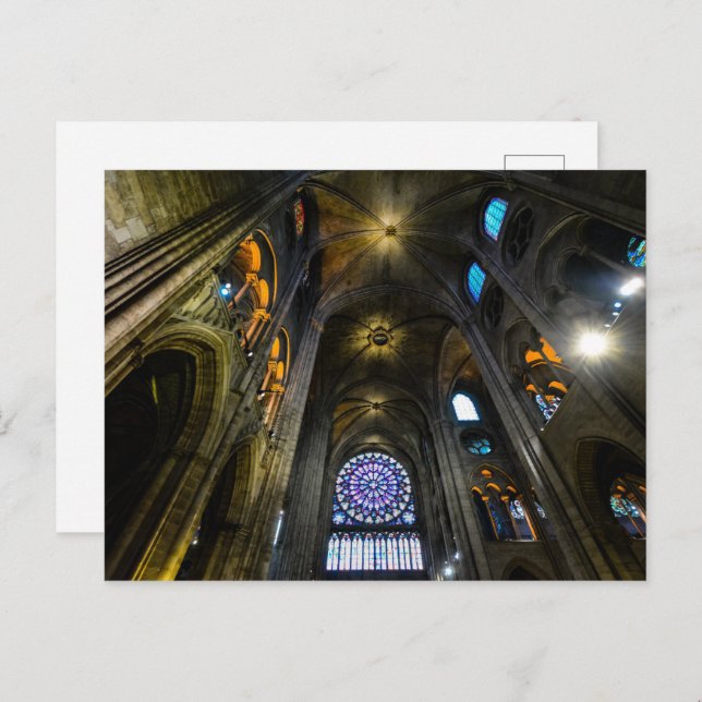 Carte Postale Rose Fenêtre Plafond Cathédrale Notre-Dame (Devant / Derrière)