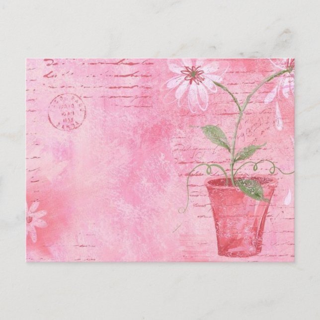 Carte postale rose, Fleur (Devant)