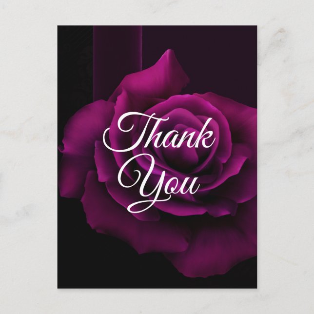 Carte Postale Rose Fleur Pourpre-Rouge Gothique Merci (Devant)