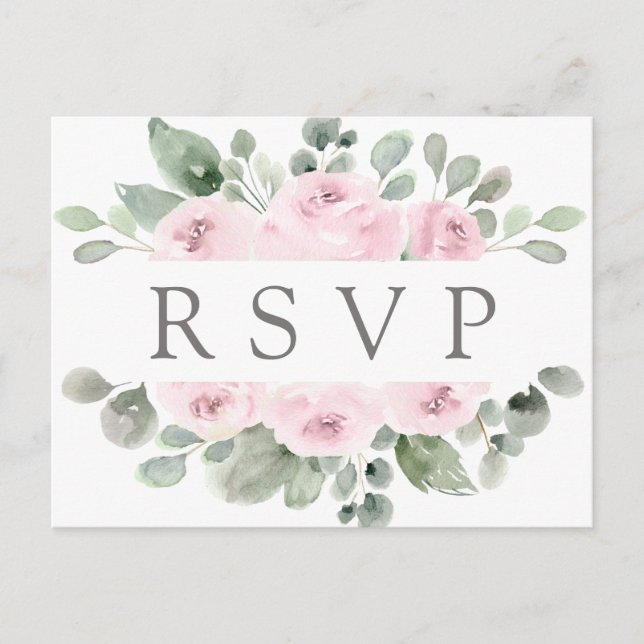 Carte postale Rose Floral RSVP avec choix de repas (Devant)