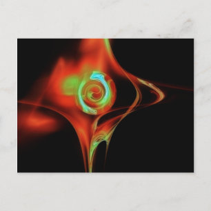 Carte Postale ROSE FRACTAL, bleu vert rouge