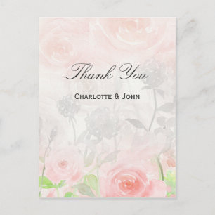 Carte Postale Rose Garden Floral moderne mariage Merci notes