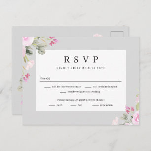 Carte Postale Rose Garden Floral Wedal RSVP Reply Card