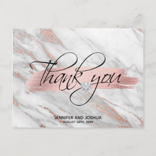 Carte Postale Rose Gold Brush Stroke Mariage Merci   PHOTO