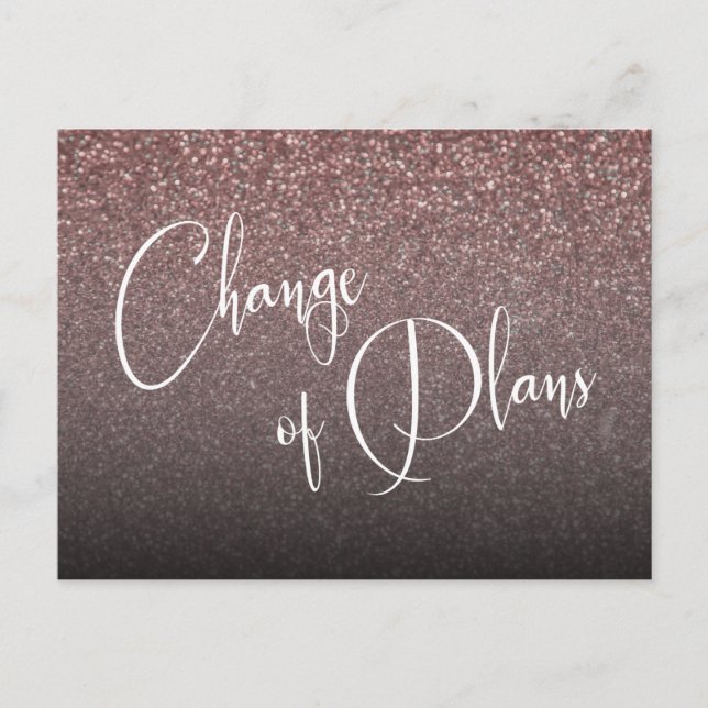 Carte Postale Rose Gold Changement de plans Reporté Mariage (Devant)