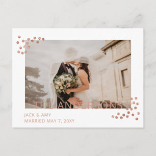Carte Postale Rose Gold Confetti Mariage photo Faire-part