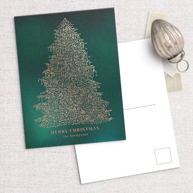 Carte postale rose Gold Foil Illustré Christmas Tr (Créateur téléchargé)