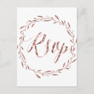 Carte postale rose Gold Foil Wedding RSVP Wreath
