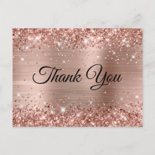 Carte Postale Rose Gold Glitter Foil Merci pour tes 21 ans