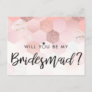 Carte Postale Rose Gold Modern Bridesmaid Proposition