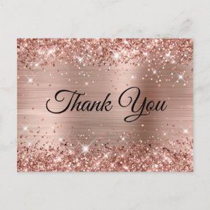 Carte Postale Rose Gold Pailleté 40e Anniversaire Remerciement