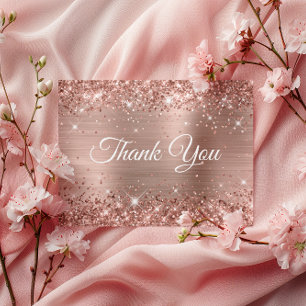 Carte Postale Rose Gold Pailleté 40ème Anniversaire Blanc Merci