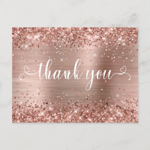 Carte Postale Rose Gold Pailleté Cœur Merci pour un Sweet 16