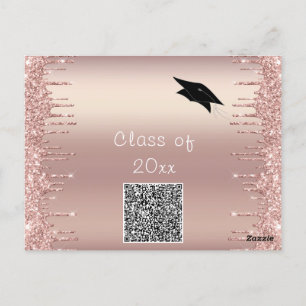 Carte Postale Rose Gold Parties scintillant Graduation Invitatio
