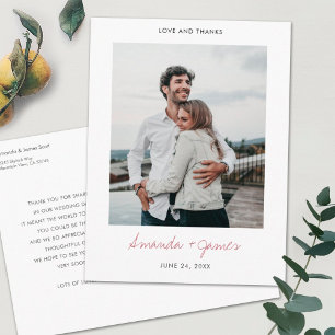 Carte Postale Rose Gold personnalisé Mariage photo Merci
